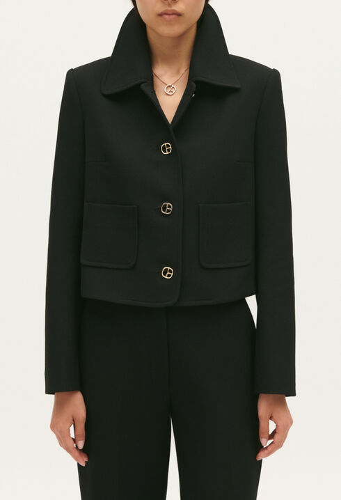 Black cropped suit jacket