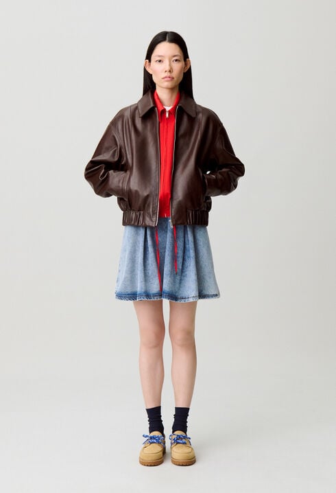 Casual shiny leather jacket