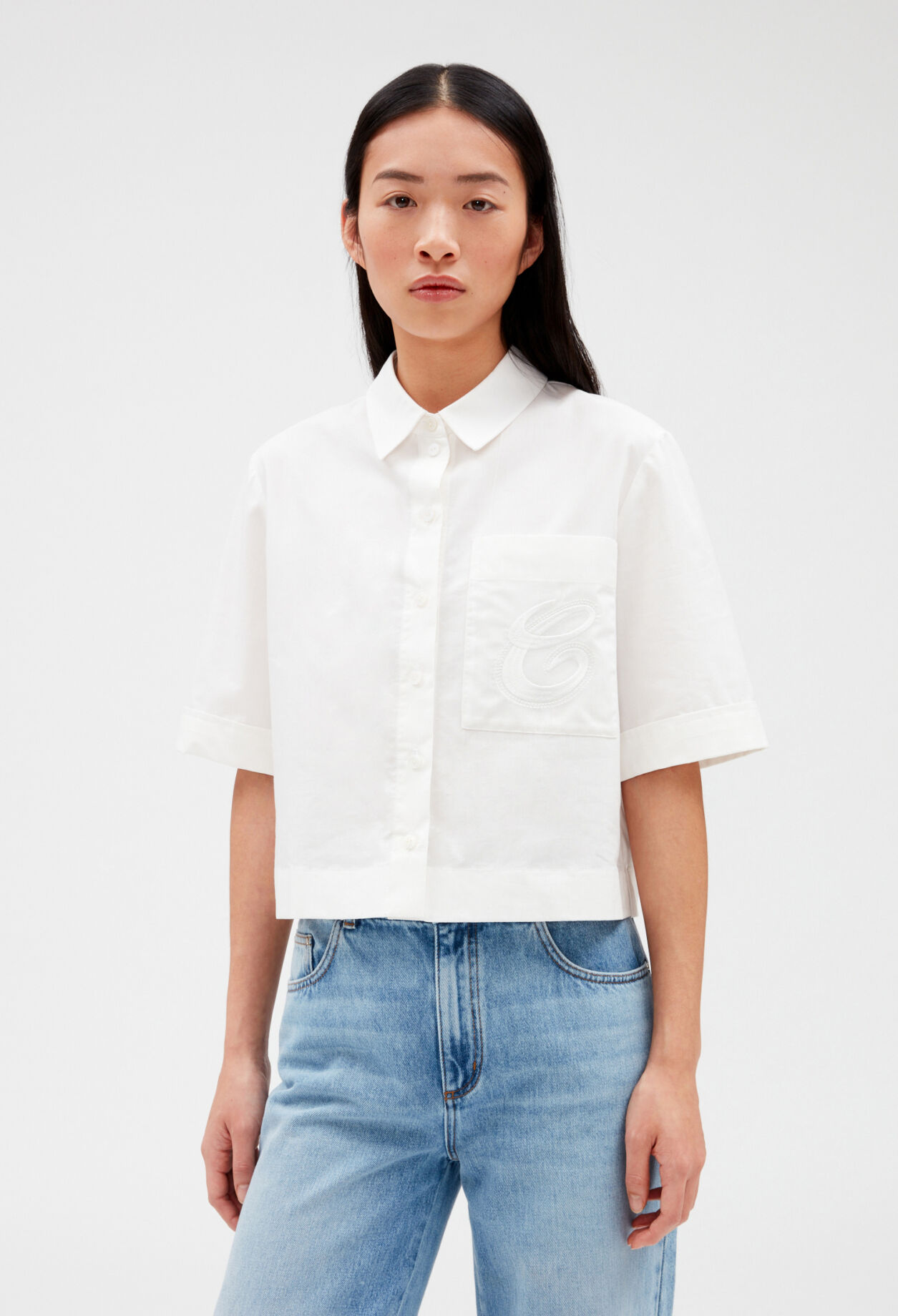 Off-white embroidered cropped shirt