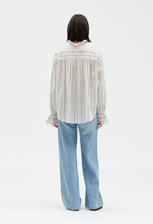 Striped ruffled shirt