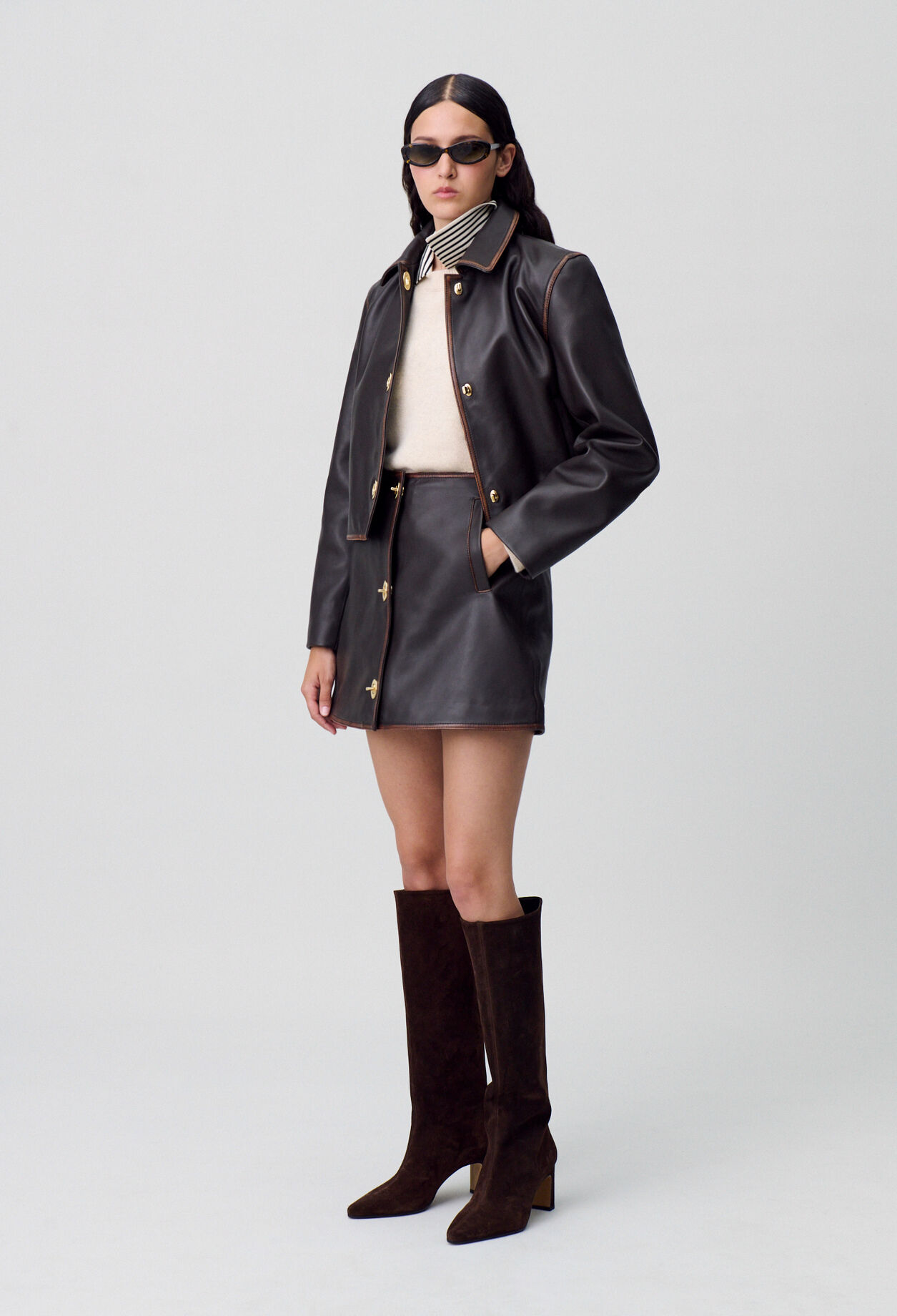 Short A-line Leather Skirt