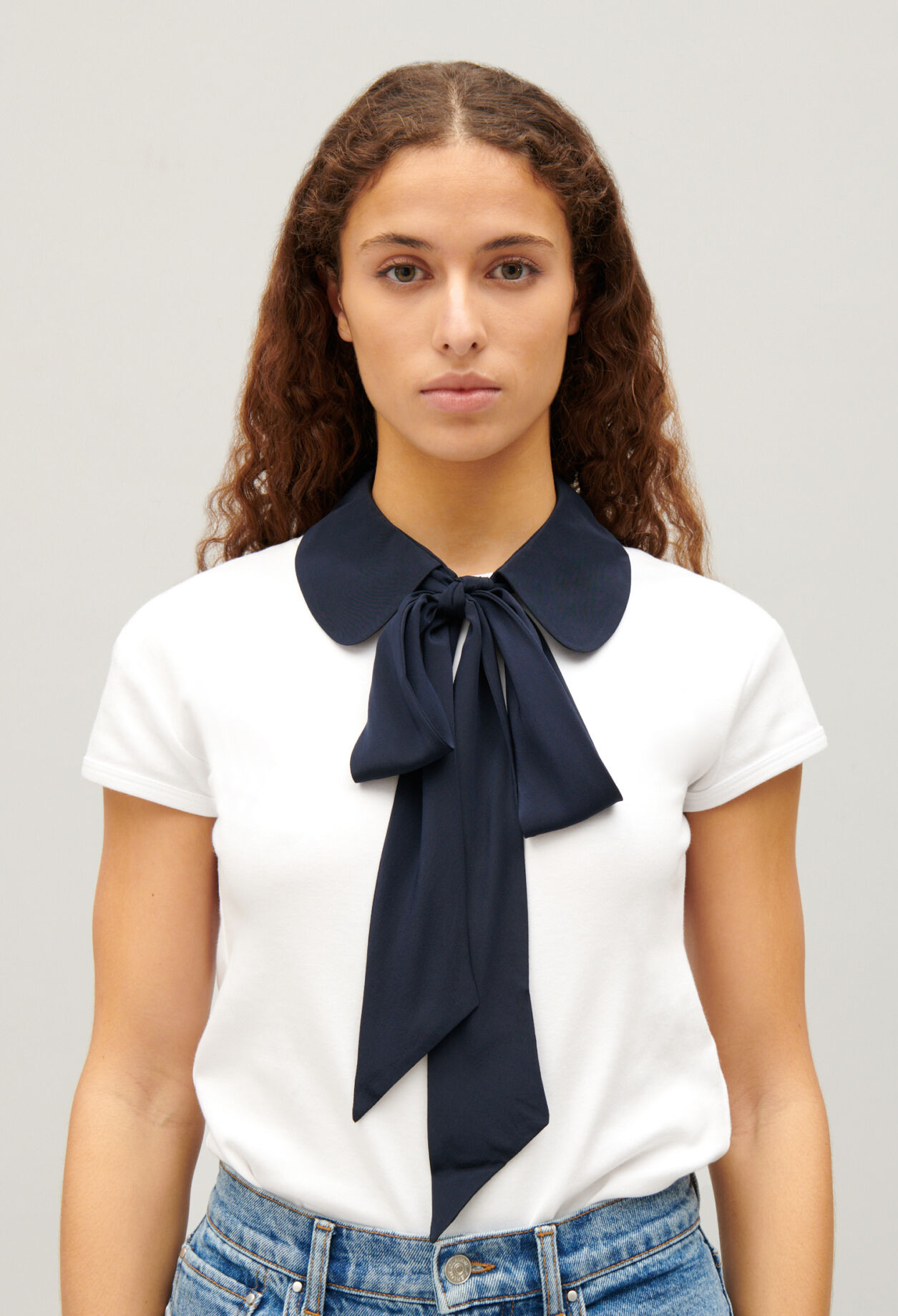 Removable silk Peter Pan collar