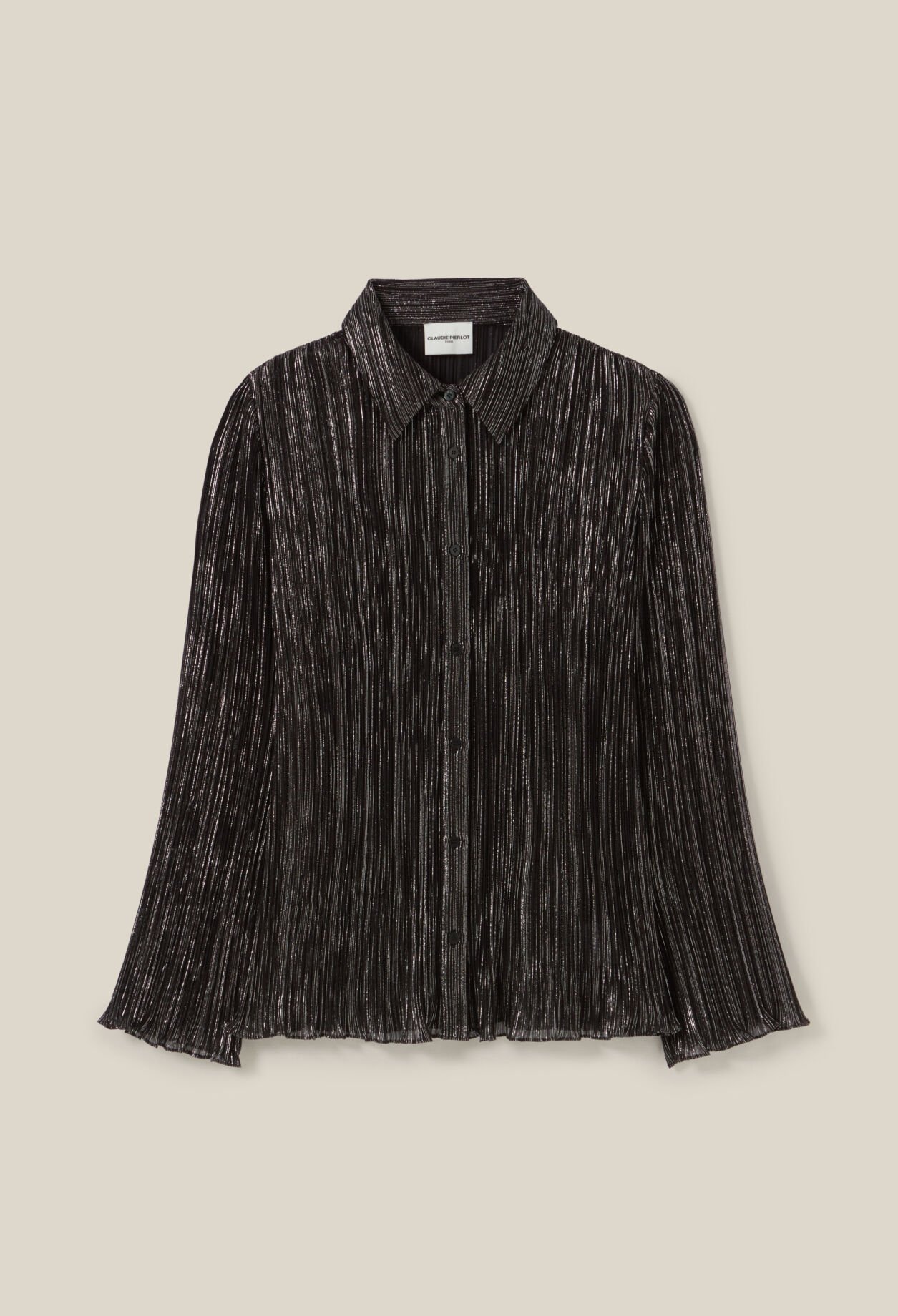 Silver pleated fluid blouse