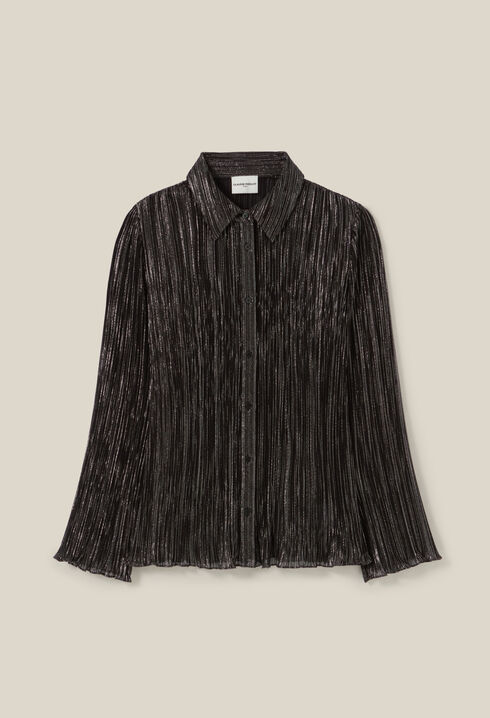 Silver pleated fluid blouse