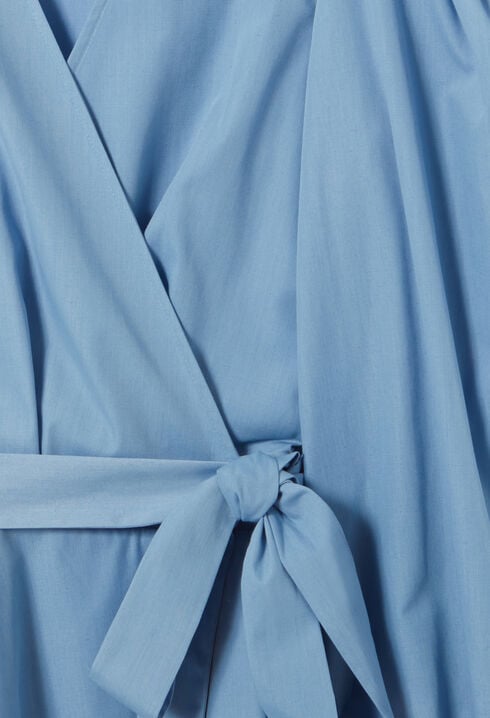 Blue short dress with puff sleeves