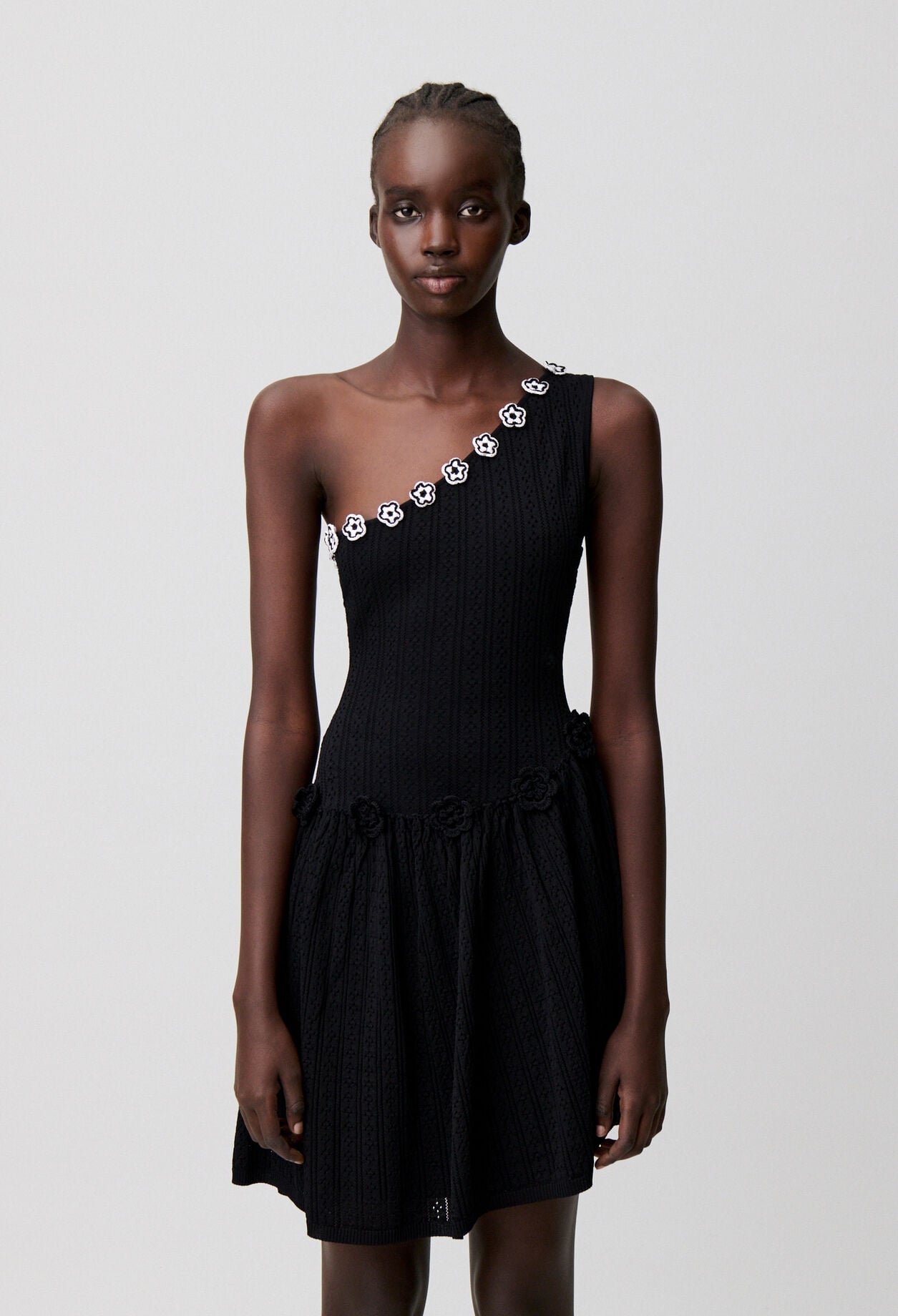 Crochet floral knit dress
