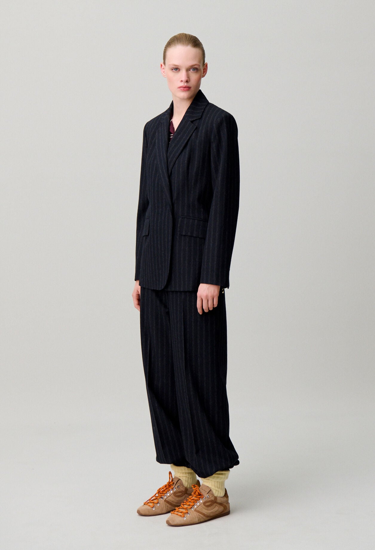Striped wool-blend jacket