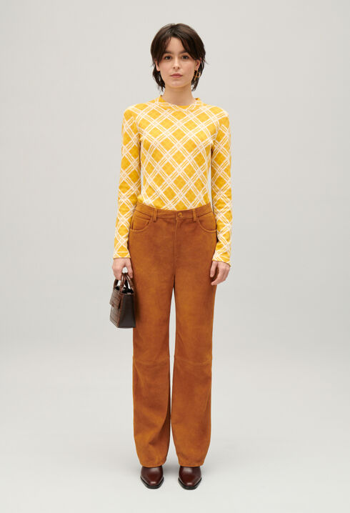 Dark beige suede leather trousers