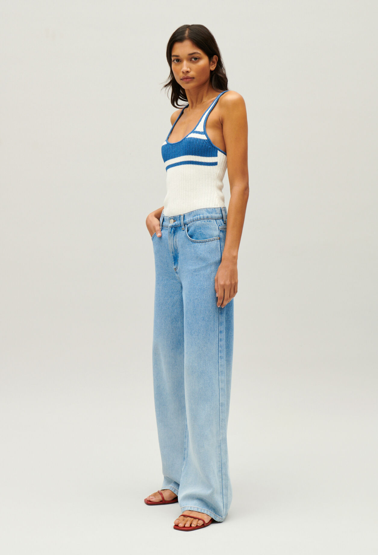 Blue baggy straight leg Michel jeans