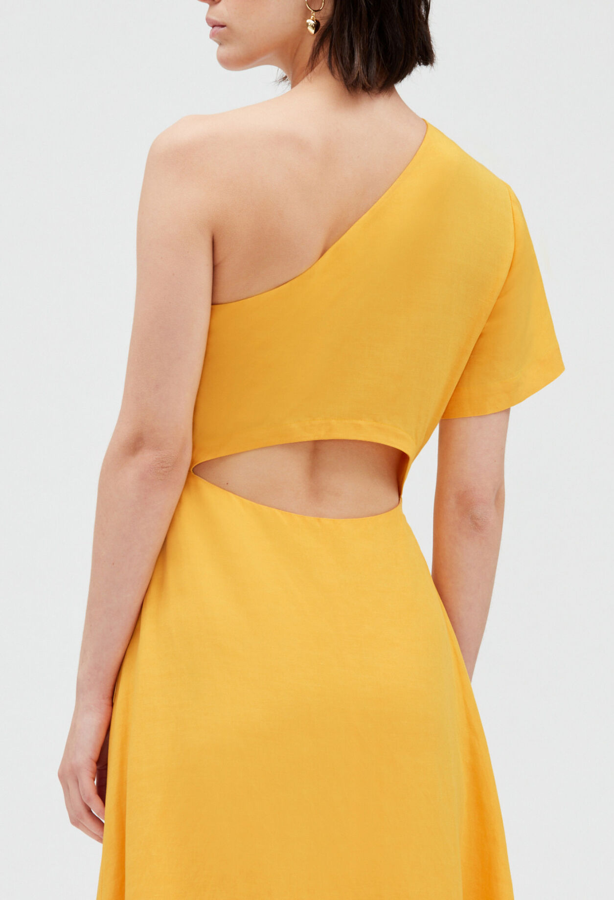 Yellow asymmetric midi dress