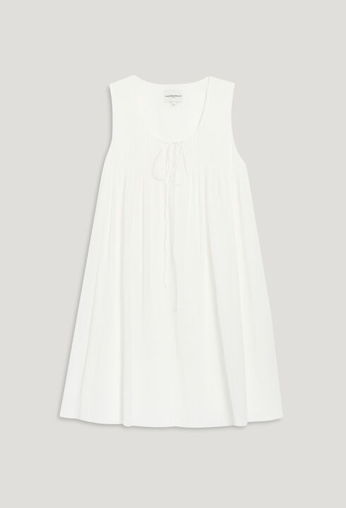 Ruched short cream dress