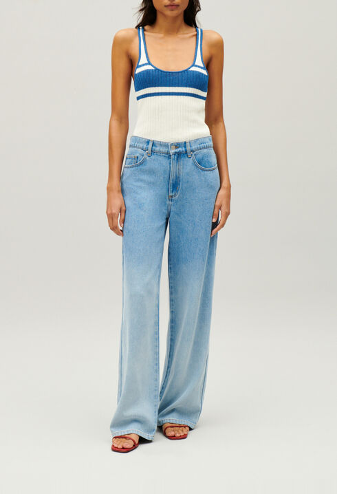 Blue baggy straight leg Michel jeans