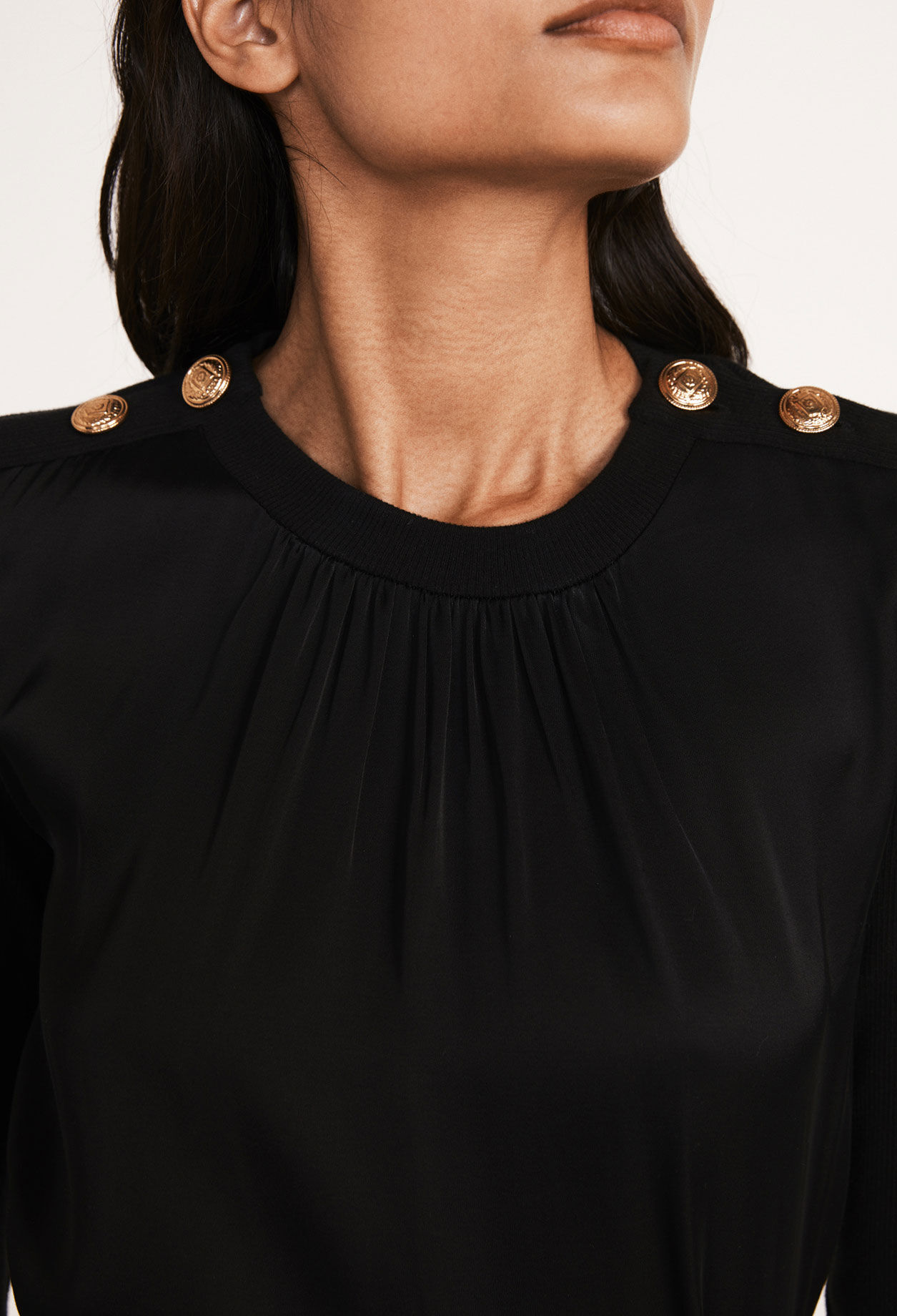 Black T-shirt with buttons Black T-shirt with buttons