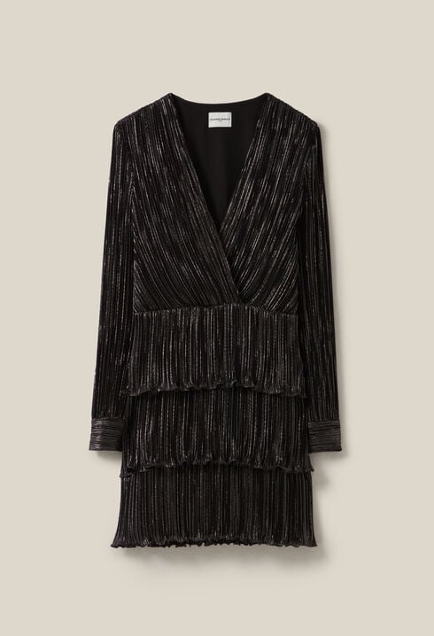 Short silver ruffled dress