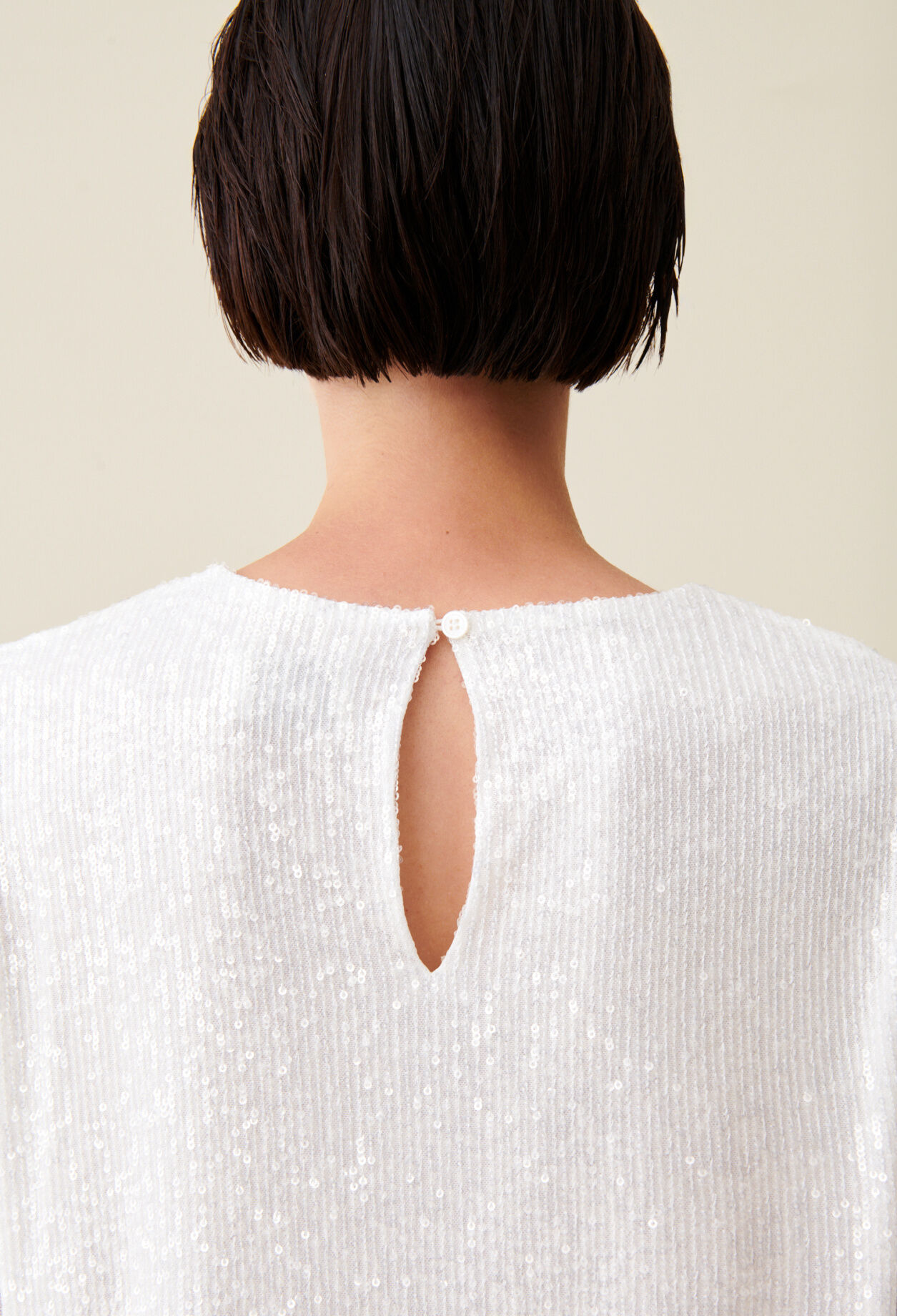 Rififi short ecru dress with sequins