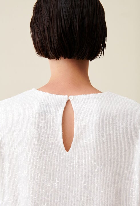 Rififi short ecru dress with sequins