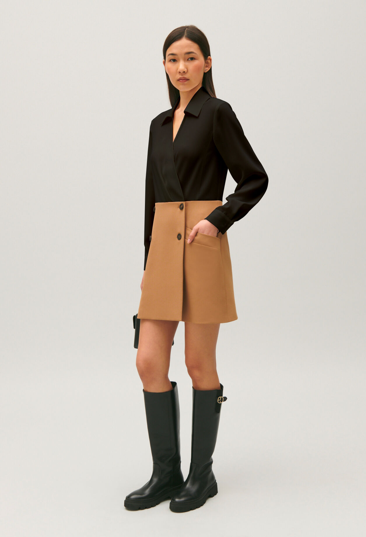 Two-tone short blazer dress