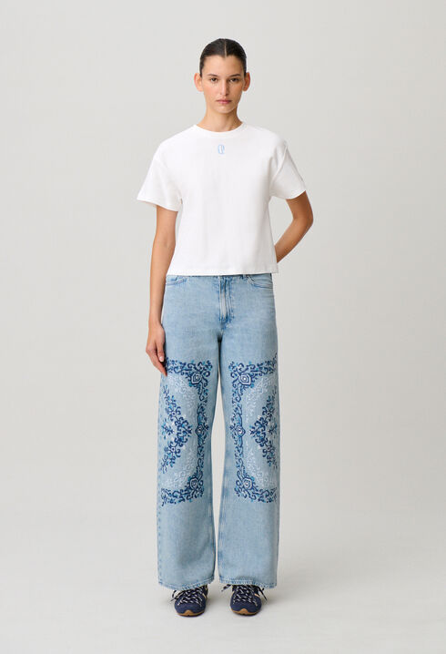 Embroidered cotton T-shirt
