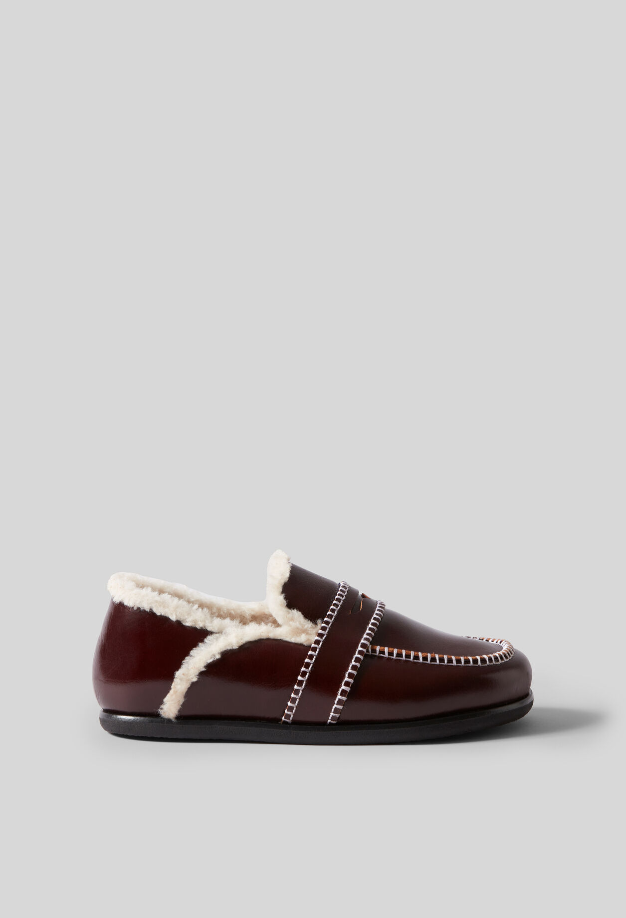 Shearling-Lined Leather Mules