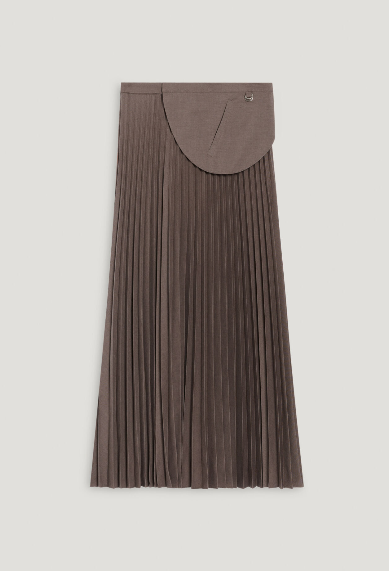 Mocha pleated midi skirt