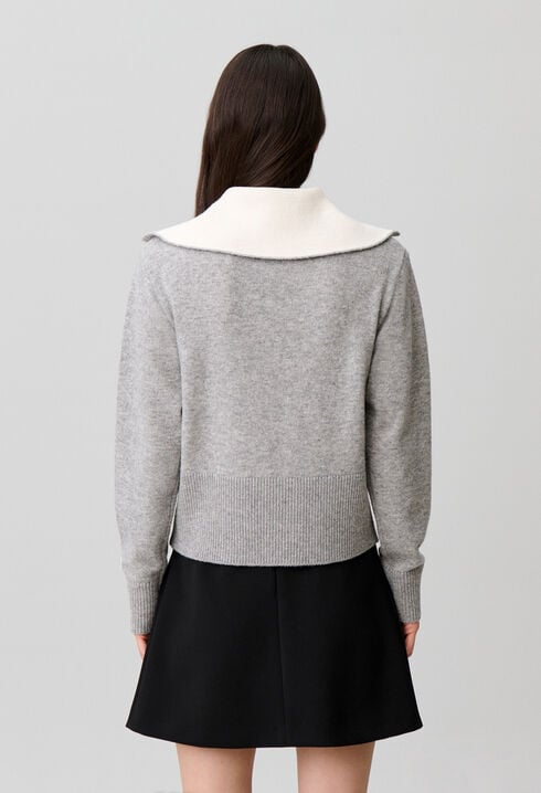 Relaxed wool half-zip jumper
