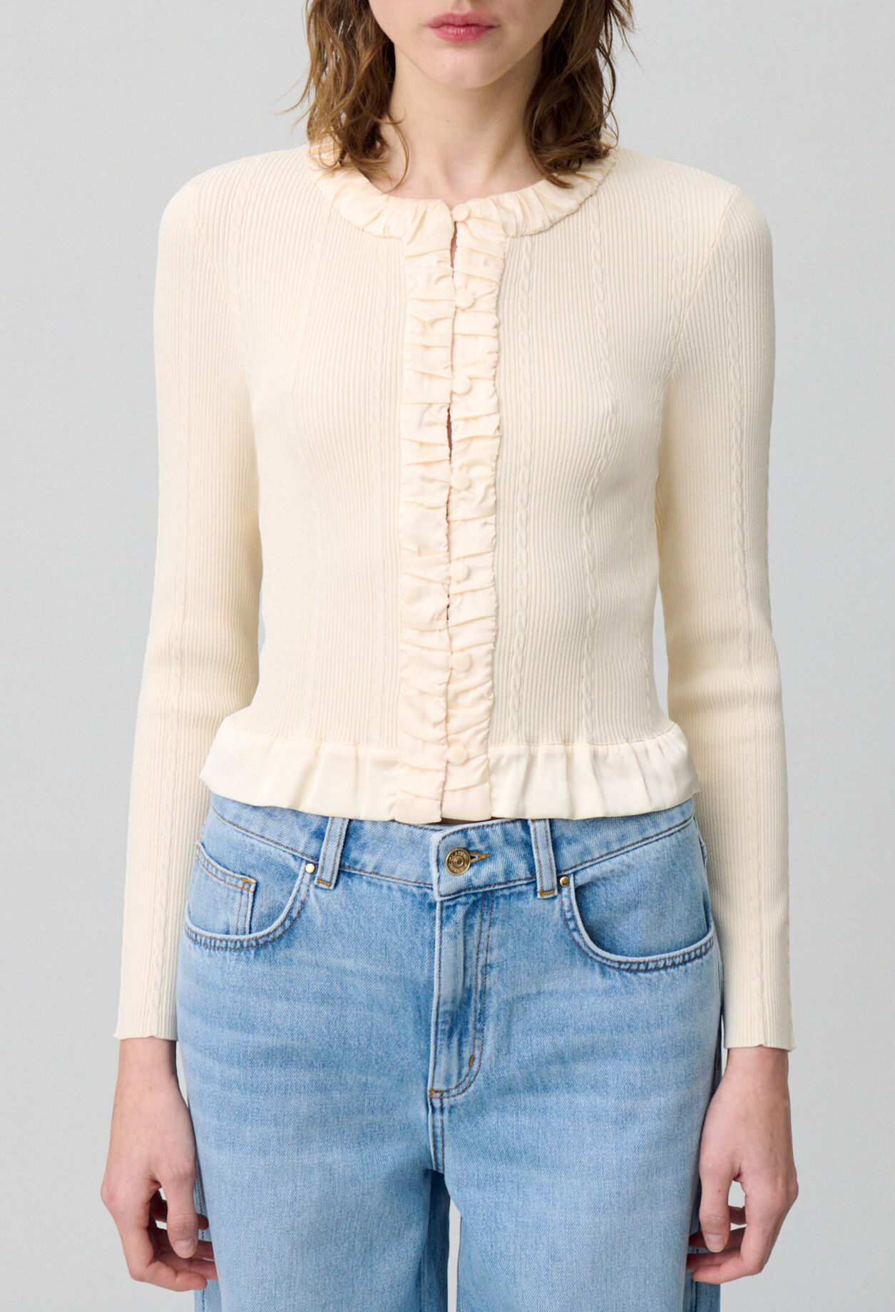 Buttoned Fine-Knit Cardigan