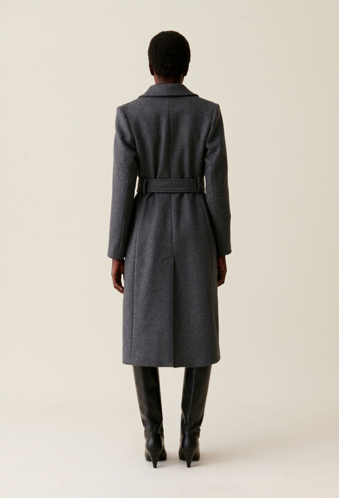 Long grey belted coat