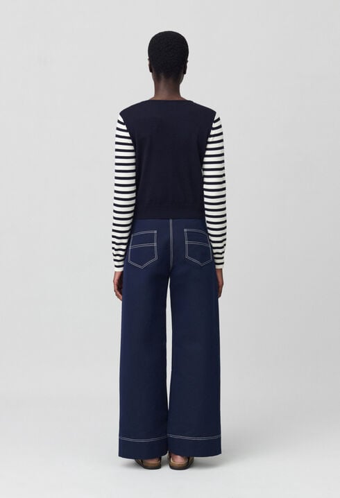 Short Striped Jumper with Plain Flap