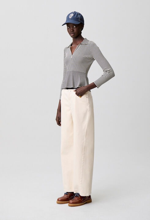 Striped long-sleeved top