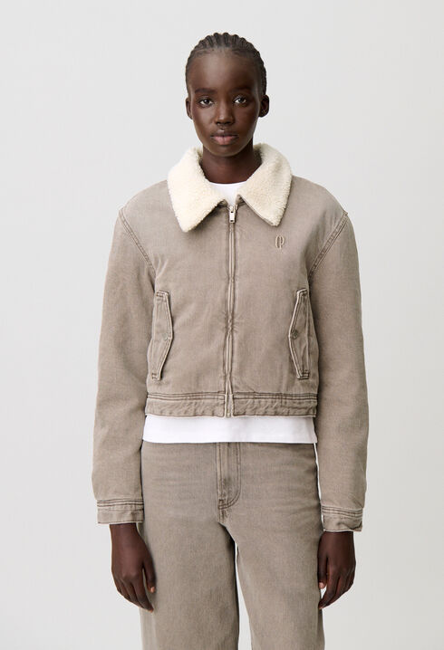Denim Jacket with Faux Fur